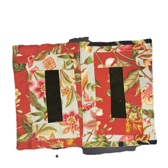 Set Of 2 Handmade Place Mats Floral Linen Cotton Velvet Collage Farmhouse 15x11” - Picture 10 of 12